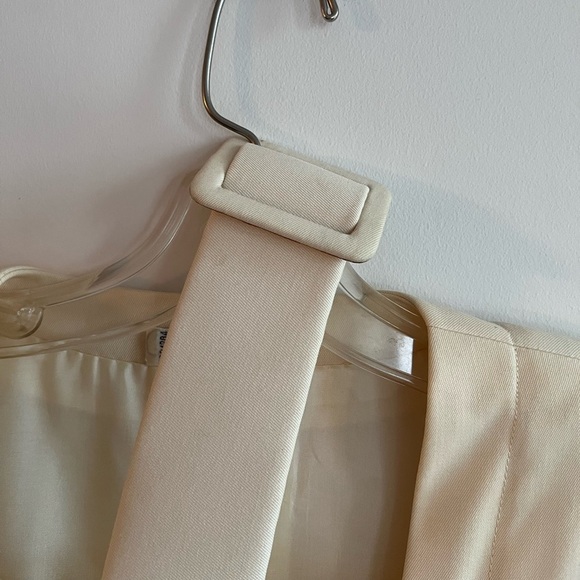 Vintage CELINE for Ira Berg Ivory Elegant Belted Long Sleeved Suit Dress WOOL 40 - Picture 5 of 15